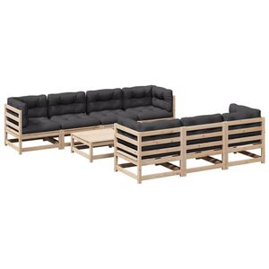 vidaXL 8 Piece Garden Sofa Set with Cushions Solid Wood Pine