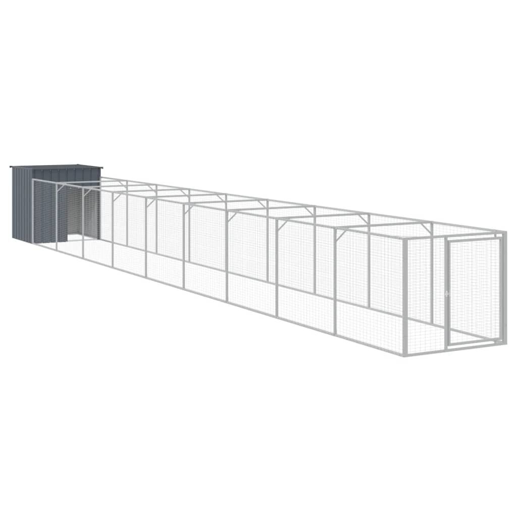 vidaXL Dog House with Run Anthracite 110x1017x110 cm Galvanised Steel
