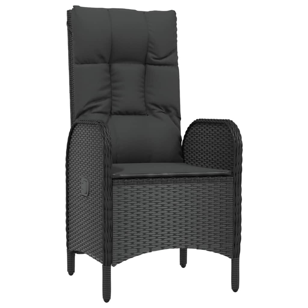 vidaXL 5 Piece Garden Dining Set with Cushions Black Poly Rattan