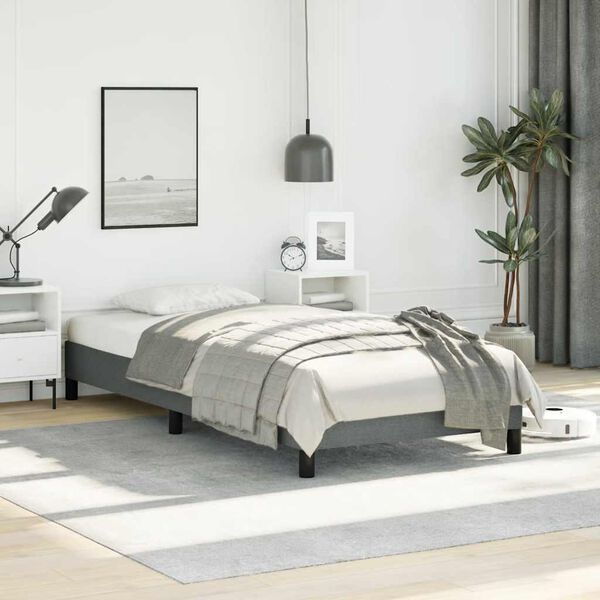 vidaXL Bed Frame without Mattress Dark Grey 100x190 cm Twin Fabric