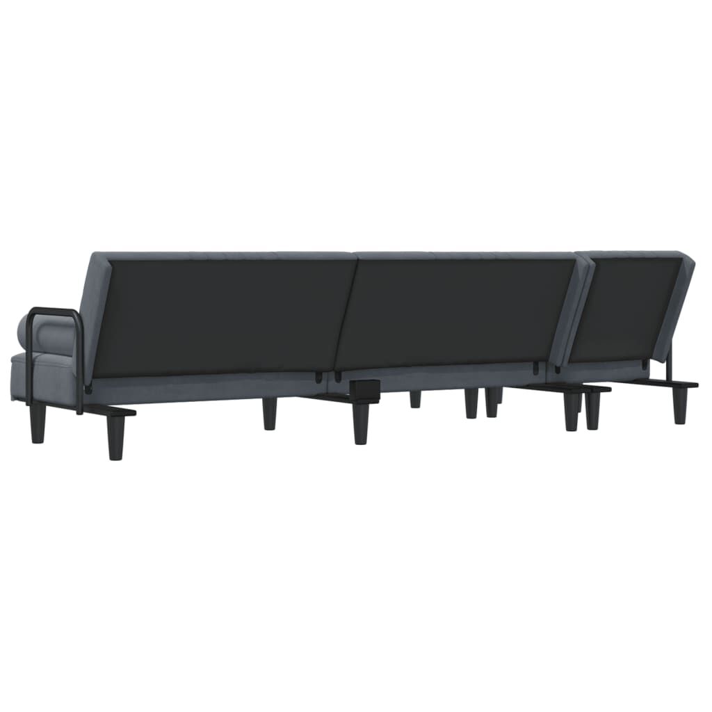 vidaXL L-shaped Sofa Bed Dark Grey 260x140x70 cm Velvet