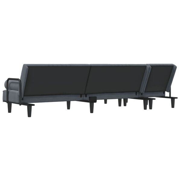 vidaXL L-shaped Sofa Bed Dark Grey 260x140x70 cm Velvet