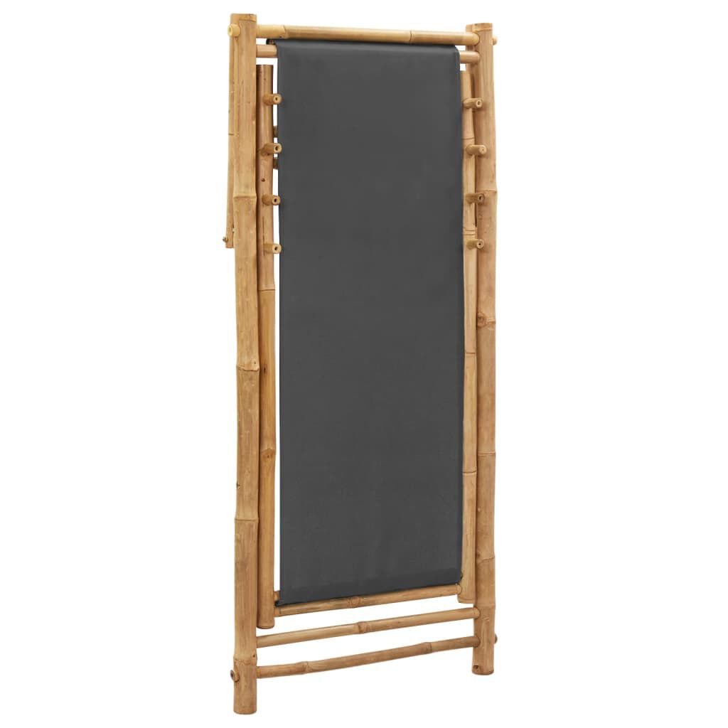 vidaXL Deck Chair Bamboo and Canvas Dark Grey