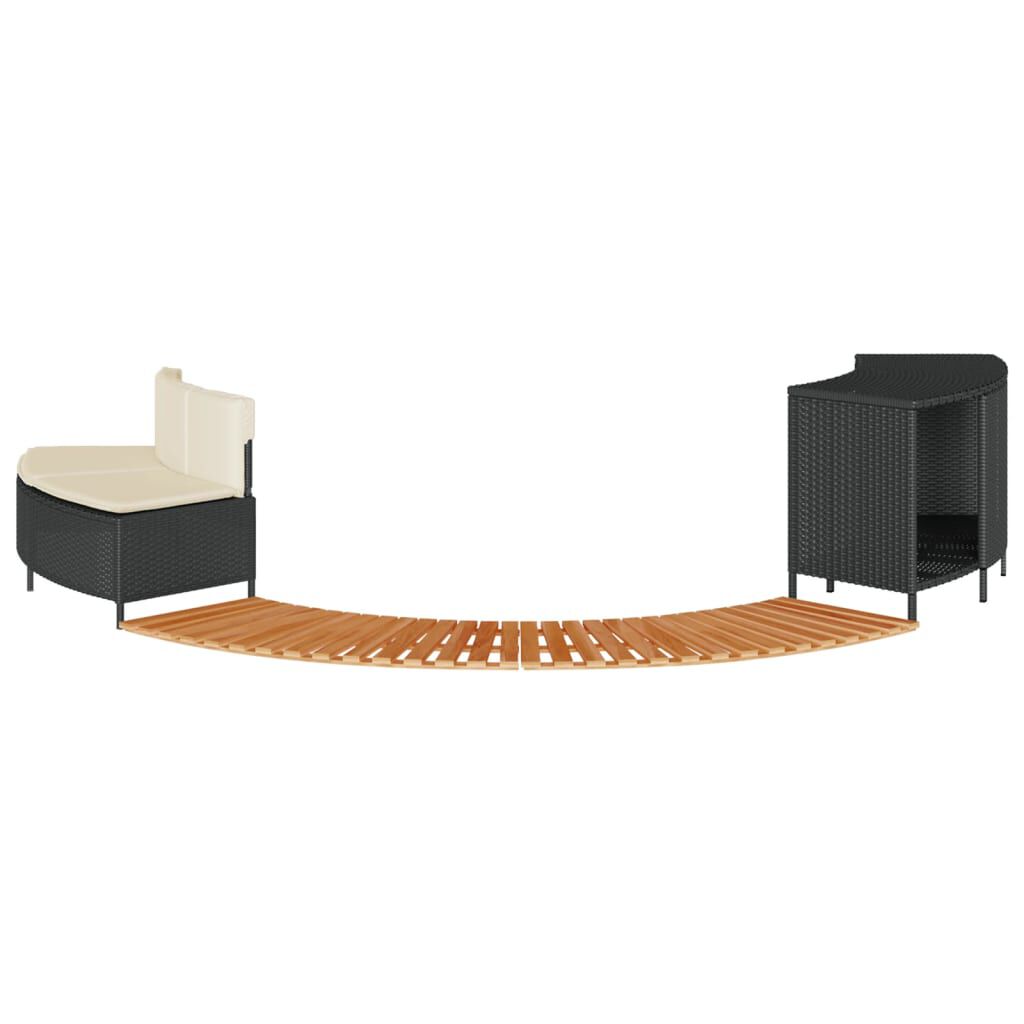 vidaXL Hot Tub Surround Black Poly Rattan and Solid Wood Acacia