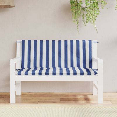 vidaXL Garden Bench Cushions 2pcs Blue&White Stripe 120x50x7cm Fabric