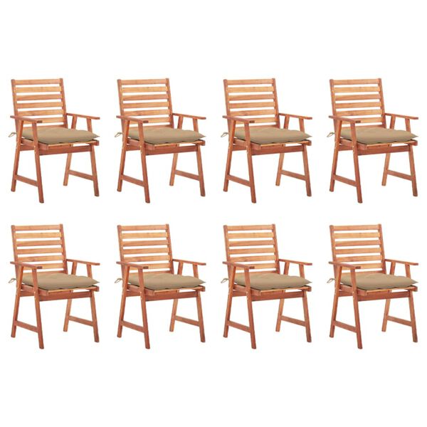 vidaXL Outdoor Dining Chairs 8 pcs with Cushions Solid Acacia Wood