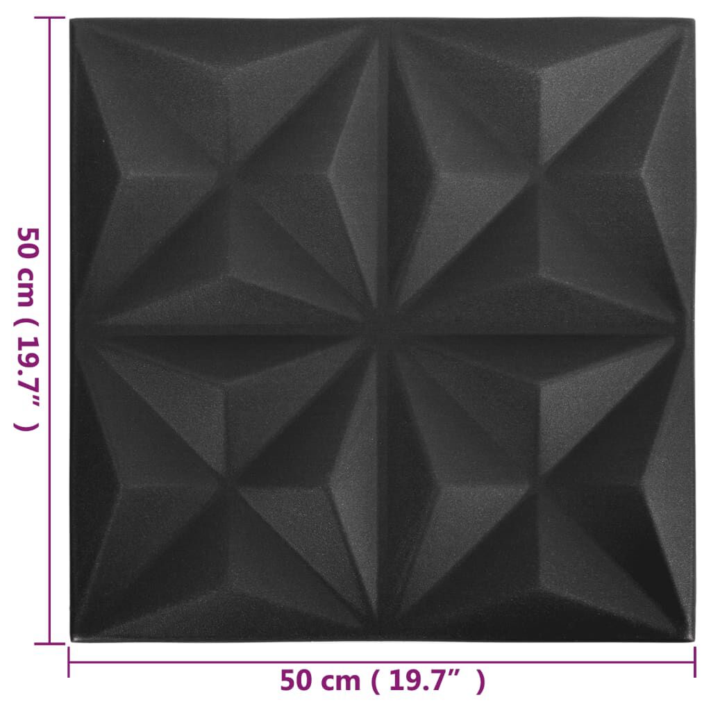 vidaXL 3D Wall Panels 12 pcs 50x50 cm Origami Black 3 m²