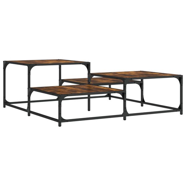 vidaXL Coffee Table Smoked Oak 107x107x40 cm Engineered Wood