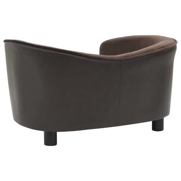 vidaXL Dog Sofa Brown 69x49x40 cm Plush and Faux Leather