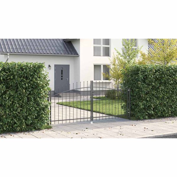 vidaXL Double Gate with Lock Grey 299.5 x 199.5 cm Steel