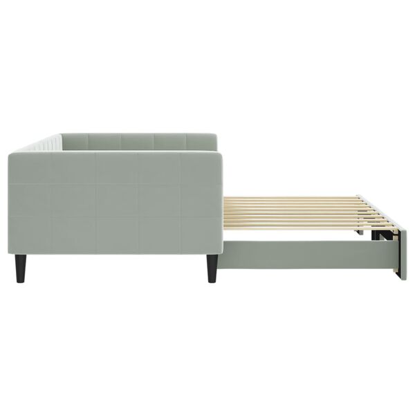 vidaXL Daybed with Trundle without Mattress Light Grey 100x190 cm