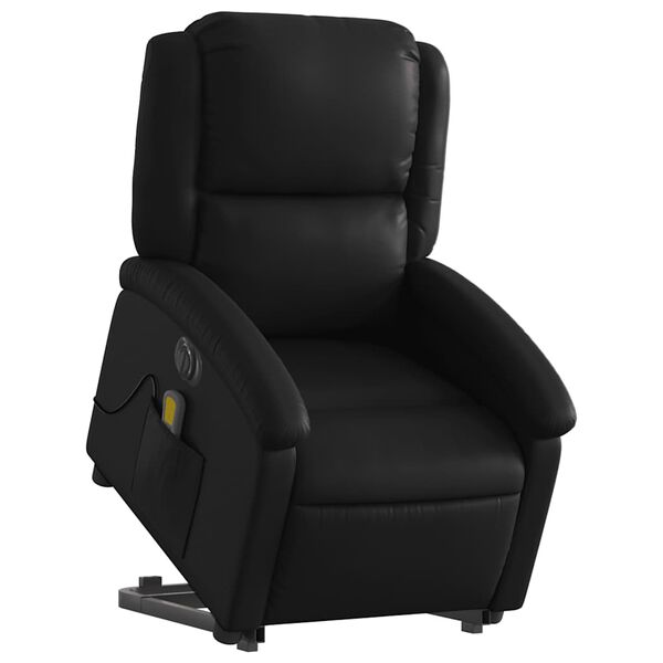 vidaXL Electric Stand up Massage Recliner Chair Black Faux Leather