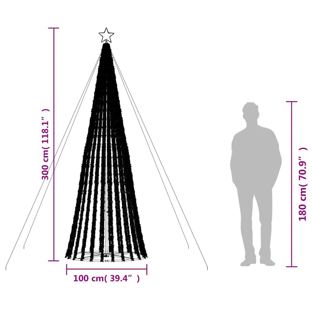 vidaXL Christmas Tree Light Cone 688 LEDs Colourful 300 cm