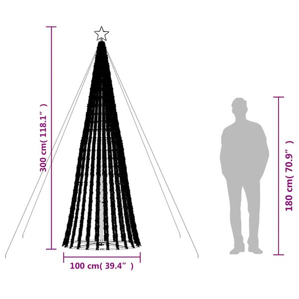 vidaXL Christmas Tree Light Cone 688 LEDs Colourful 300 cm