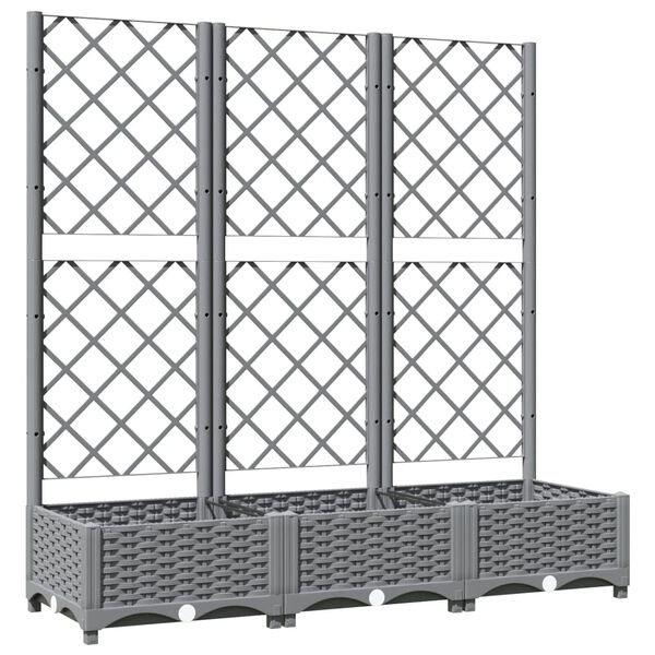 vidaXL Garden Planter with Trellis Light Grey 120x40x121.5 cm PP