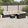 vidaXL 10 Piece Garden Sofa Set with Cushions Black Poly Rattan