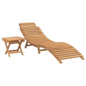 vidaXL Sun Lounger 2 pcs Brown 184 x 55 x 59 cm Solid Teak Wood