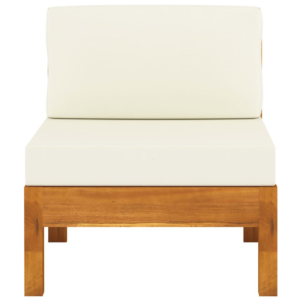 vidaXL 6 Piece Garden Lounge Set with Cream White Cushions Acacia Wood