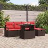 vidaXL Garden Sofa Set with Cushion 6 pcs Brown Poly rattan
