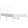 vidaXL Metal Bed Frame without Mattress with Headboard White 100x190cm