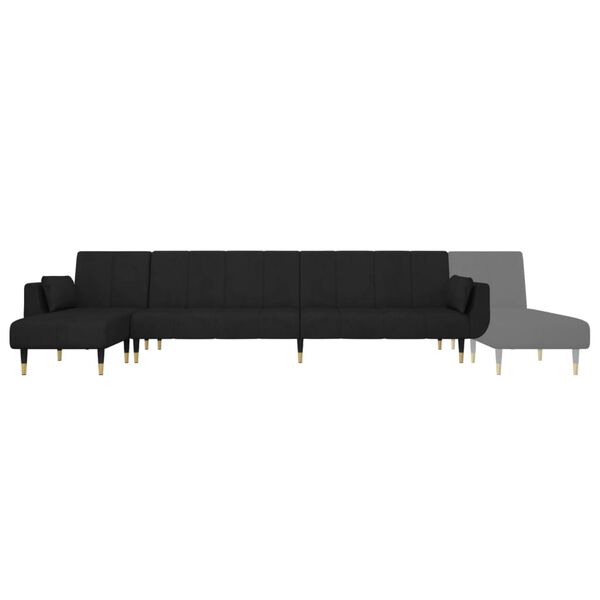 vidaXL L-shaped Sofa Bed Black 275x140x70 cm Velvet