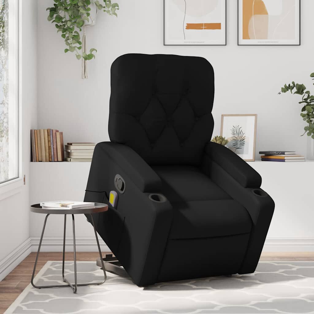 vidaXL Stand up Massage Recliner Chair Black Faux Leather