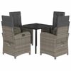 vidaXL 5 Piece Garden Dining Set with Cushions Grey Poly Rattan