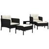 vidaXL 5 Piece Garden Lounge Set with Cushions Black Poly Rattan