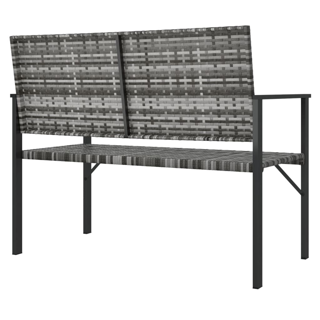 vidaXL 2-Seater Garden Bench Grey Poly Rattan