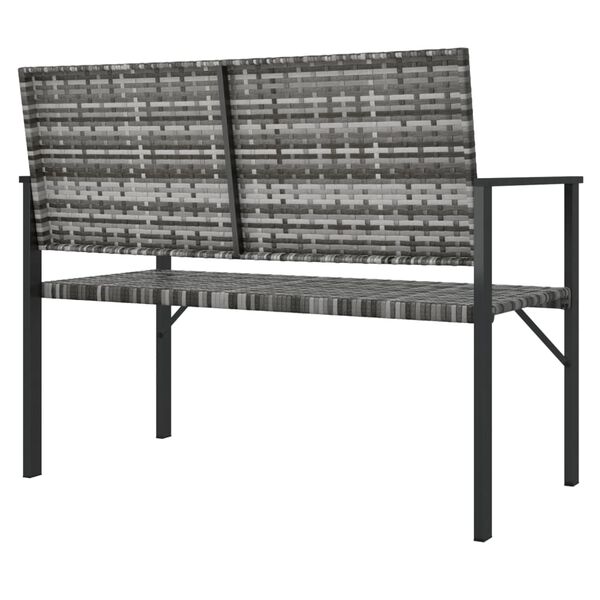 vidaXL 2-Seater Garden Bench Grey Poly Rattan