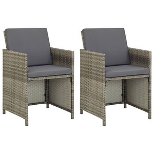 vidaXL Garden Chairs 2 pcs with Cushions Poly Rattan Grey