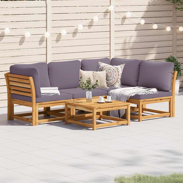 vidaXL 5 Piece Garden Lounge Set with Cushions Solid Wood Acacia