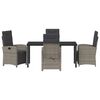 vidaXL Garden Dining Set with Cushion 5 pcs Grey Poly Rattan