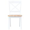 vidaXL Dining Chairs 2 pcs White and Light Wood Solid Rubber Wood