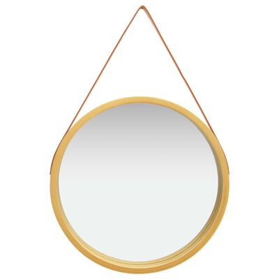 vidaXL Wall Mirror with Strap 60 cm Gold