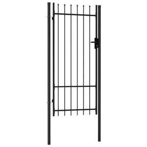 vidaXL Fence Gate Single Door with Spike Top Steel 1x2 m Black