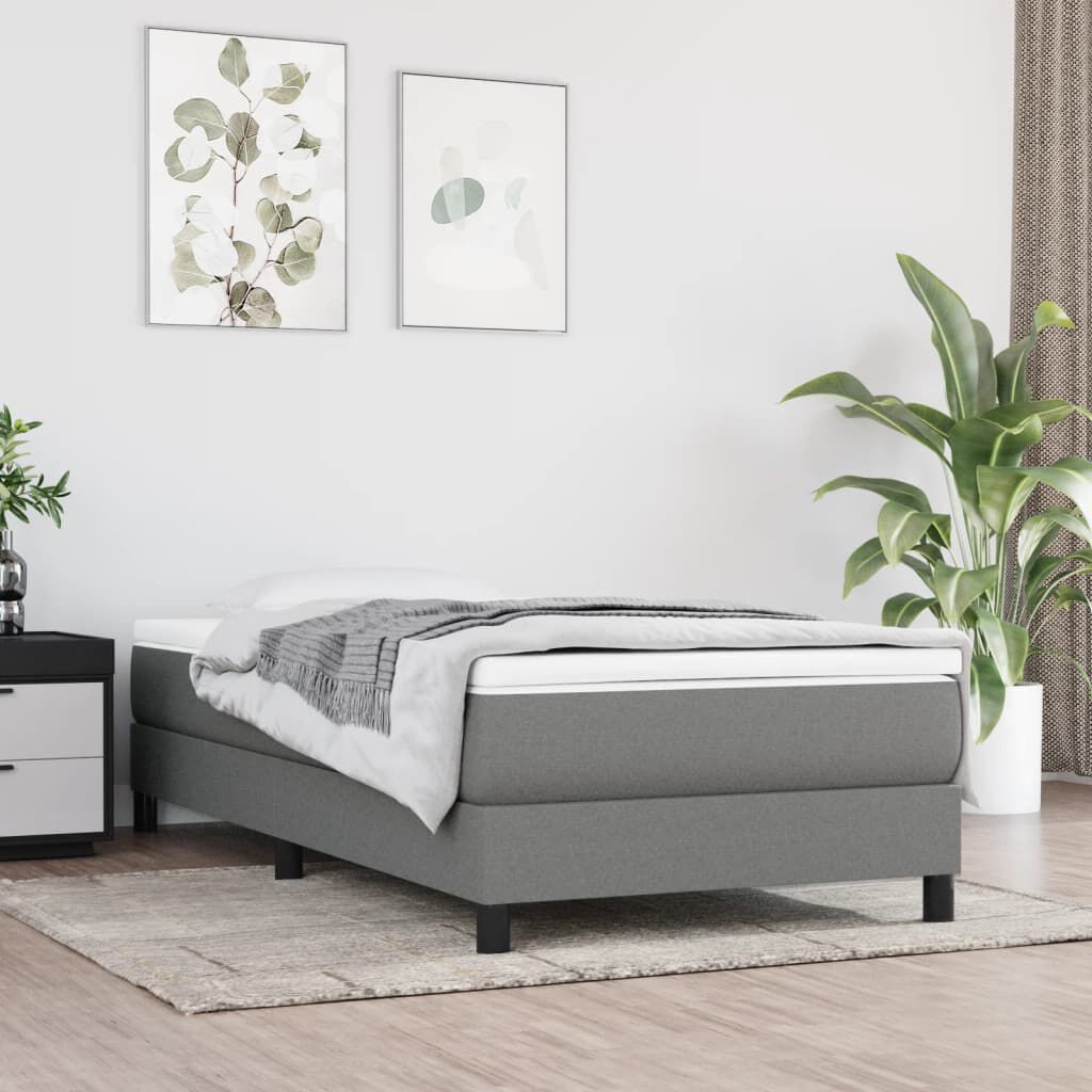 vidaXL Bed Frame without Mattress Dark Grey Twin XL Fabric (US Only)