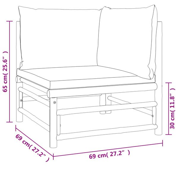 vidaXL 8 Piece Garden Lounge Set with Light Grey Cushions Bamboo