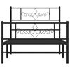 vidaXL Metal Bed Frame without Mattress with Footboard Black 100x190cm