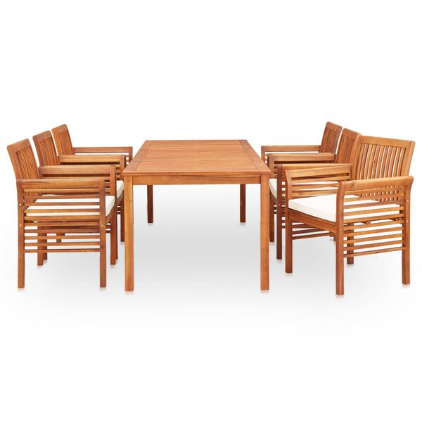 vidaXL 7 Piece Outdoor Dining Set with Cushions Solid Wood Acacia