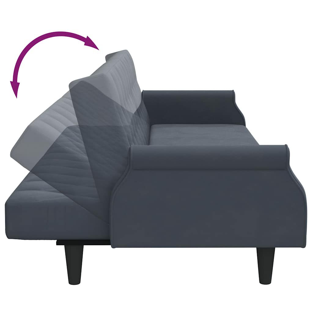 vidaXL Sofa Bed with Armrests Dark Grey Velvet