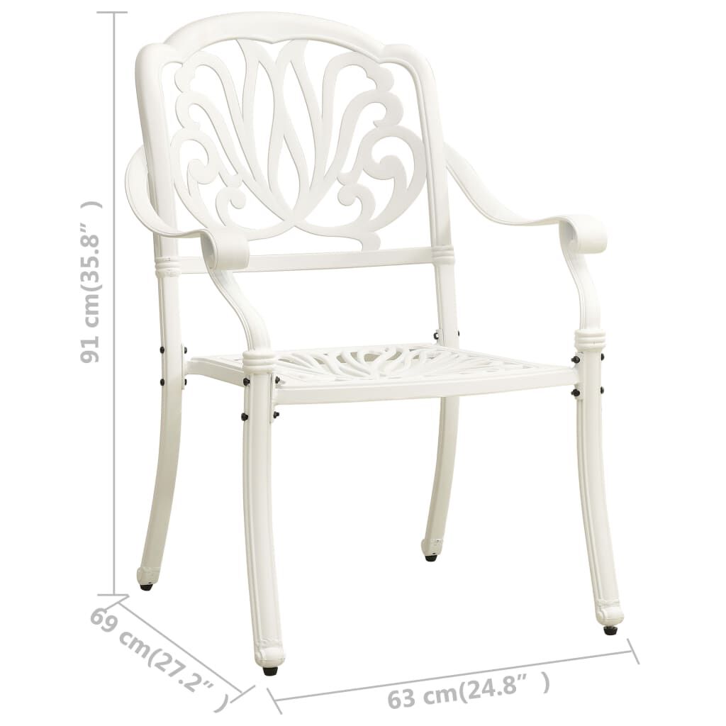 vidaXL 3 Piece Bistro Set Cast Aluminium White