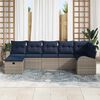 vidaXL Sofa Set with Cushion with Storage Grey and Navy Poly Rattan