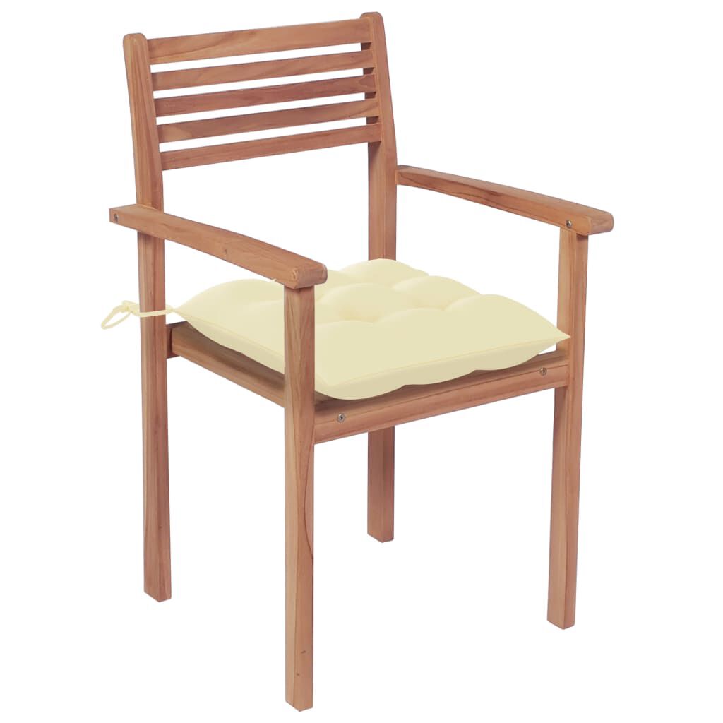 vidaXL Stackable Garden Chairs with Cushions 8 pcs Solid Teak Wood
