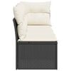 vidaXL Garden Sofa with Cushions 3-Seater Black Poly Rattan