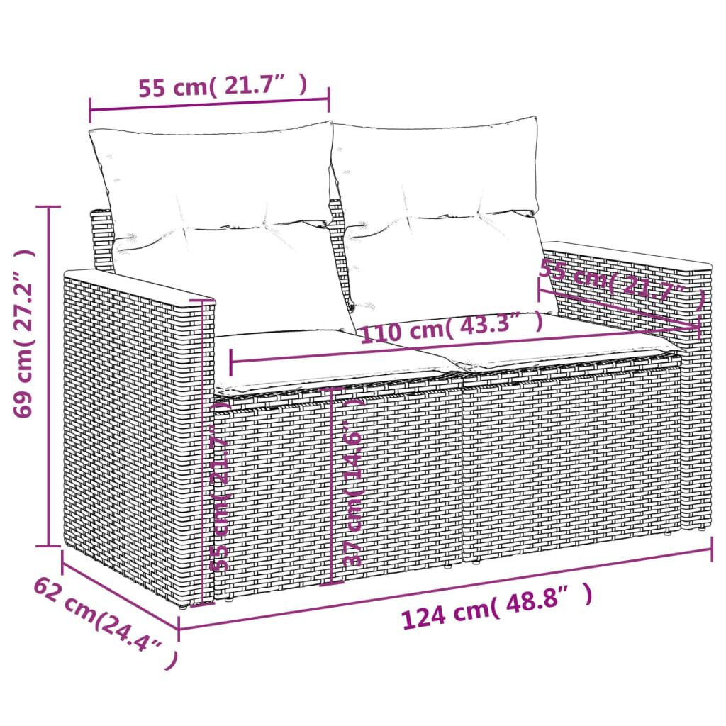vidaXL 4 Piece Garden Sofa Set with Cushions Black Poly Rattan