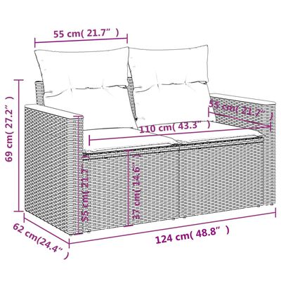 vidaXL 4 Piece Garden Sofa Set with Cushions Black Poly Rattan