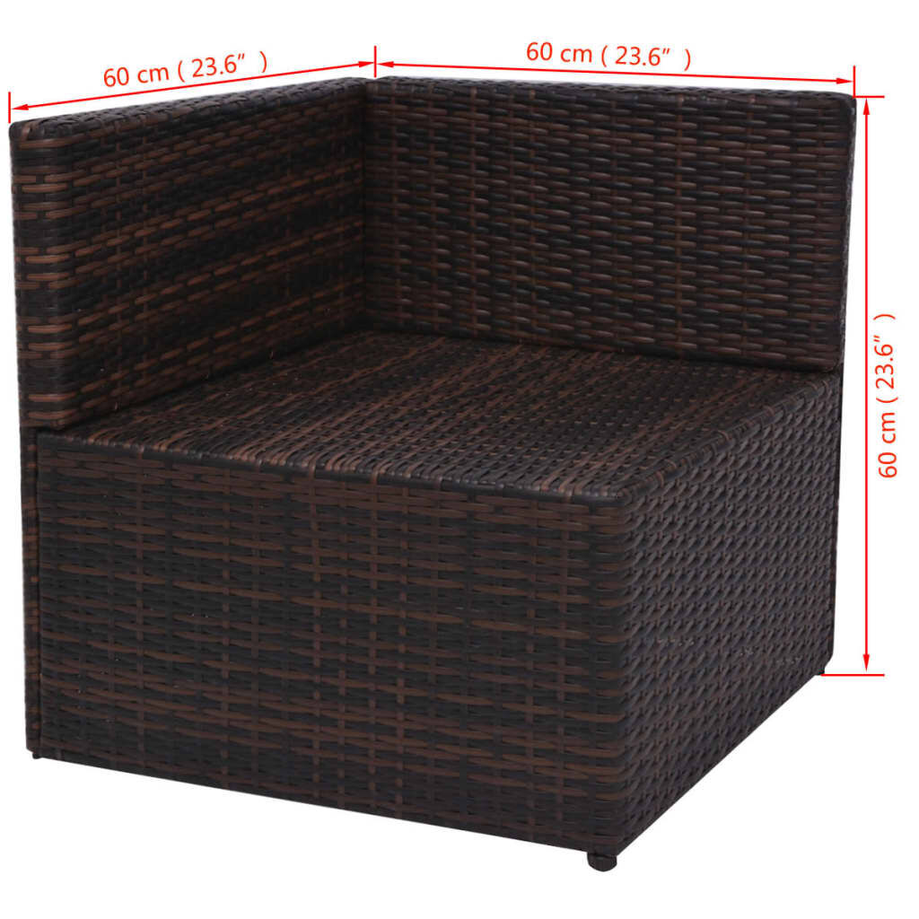 vidaXL 5 Piece Garden Lounge Set with Cushions Poly Rattan Brown