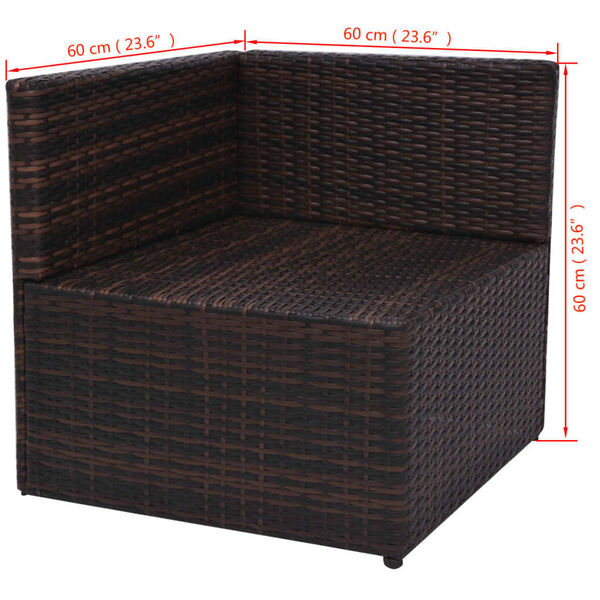 vidaXL 5 Piece Garden Lounge Set with Cushions Poly Rattan Brown