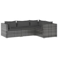 vidaXL 4 Piece Garden Lounge Set with Cushions Poly Rattan Grey